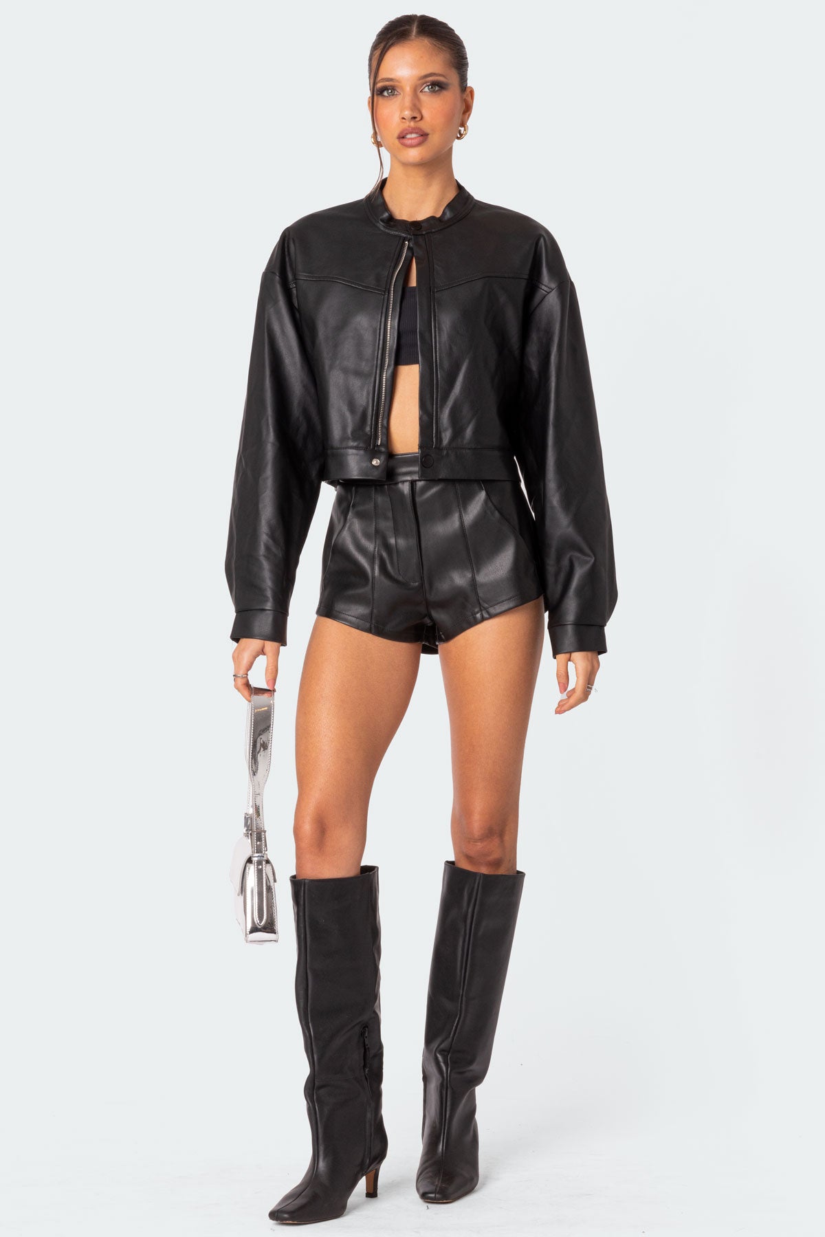Ramona Faux Leather Cropped Jacket - Image 2