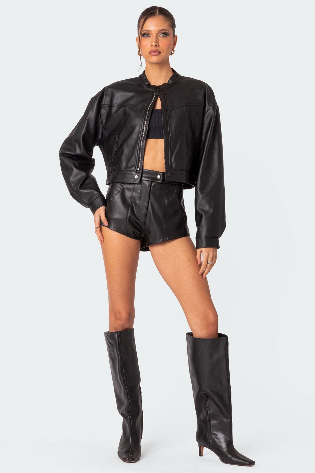 Ramona Faux Leather Cropped Jacket - Image 4