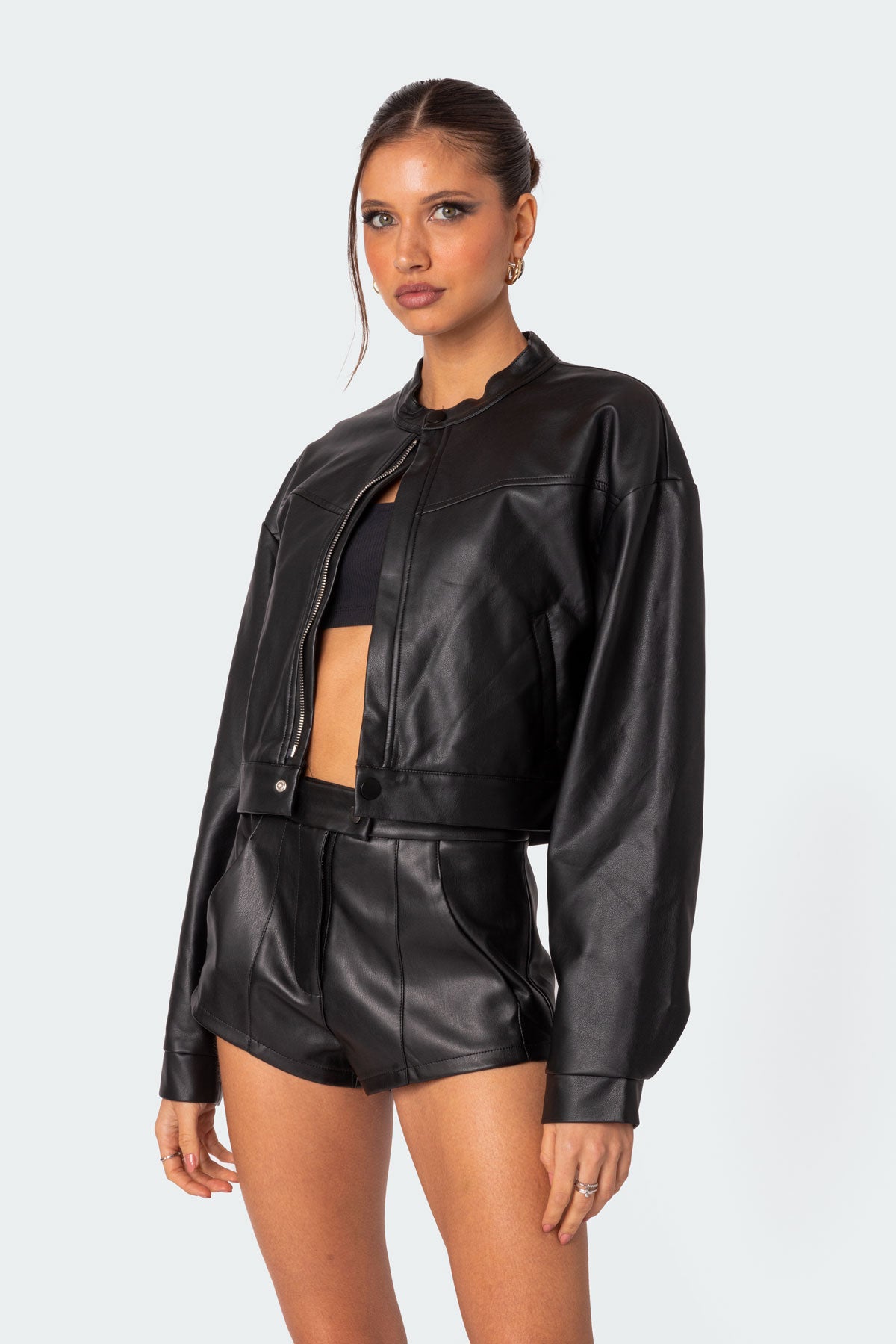 Ramona Faux Leather Cropped Jacket - Image 3