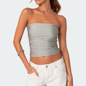Maxeen Shiny Gathered Tube Top