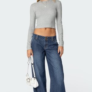 Cory Striped Low Rise Jeans