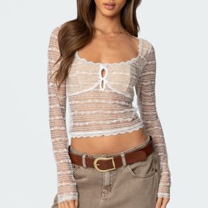 Heart & Bow Sheer Lace Top