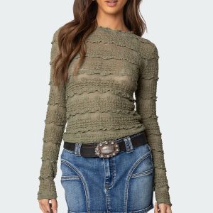 Daisey Textured Sheer Lace Top