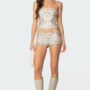 Wavy Baby Sequin Micro Shorts