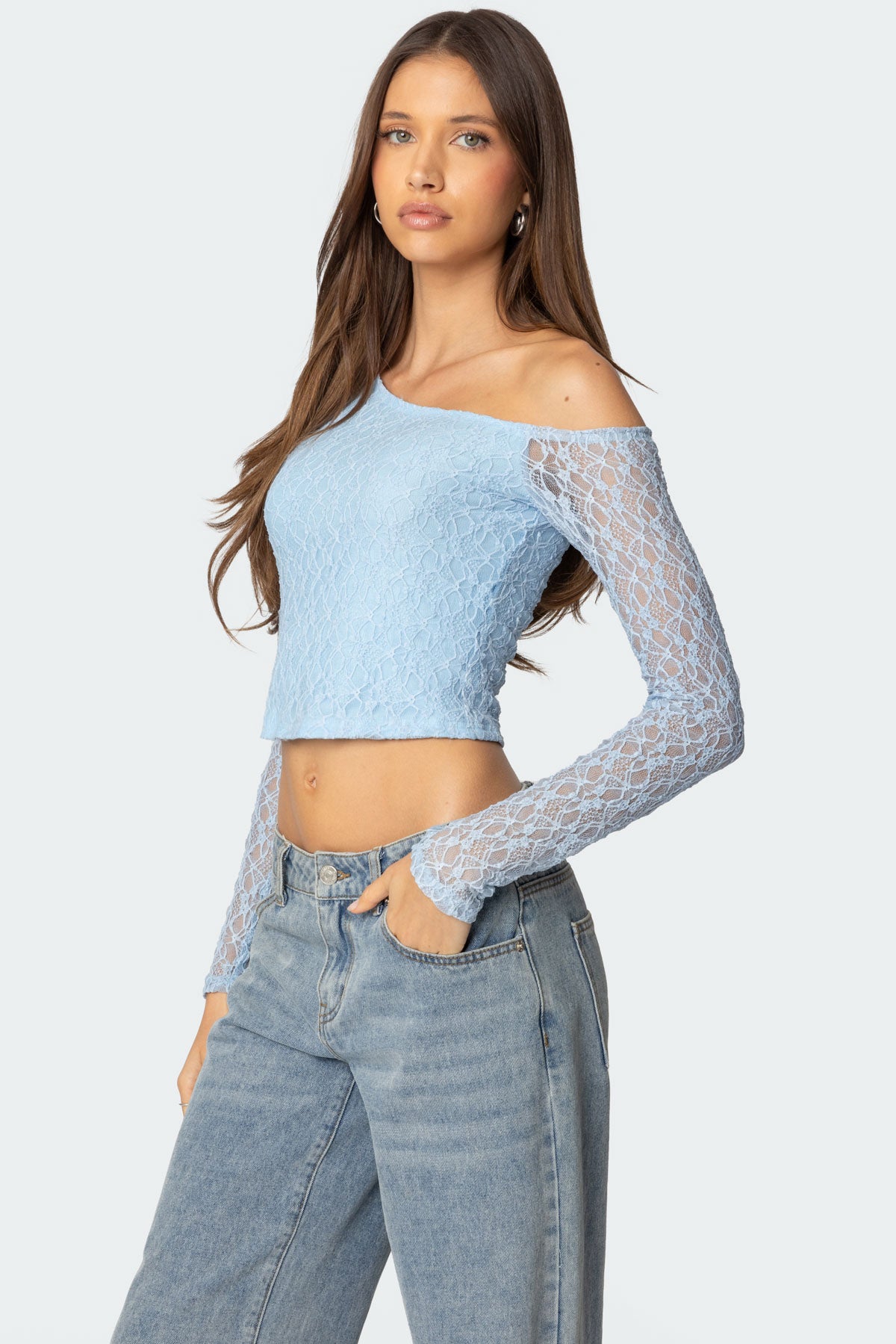 Fabia Asymmetric Textured Lace Top - Image 3