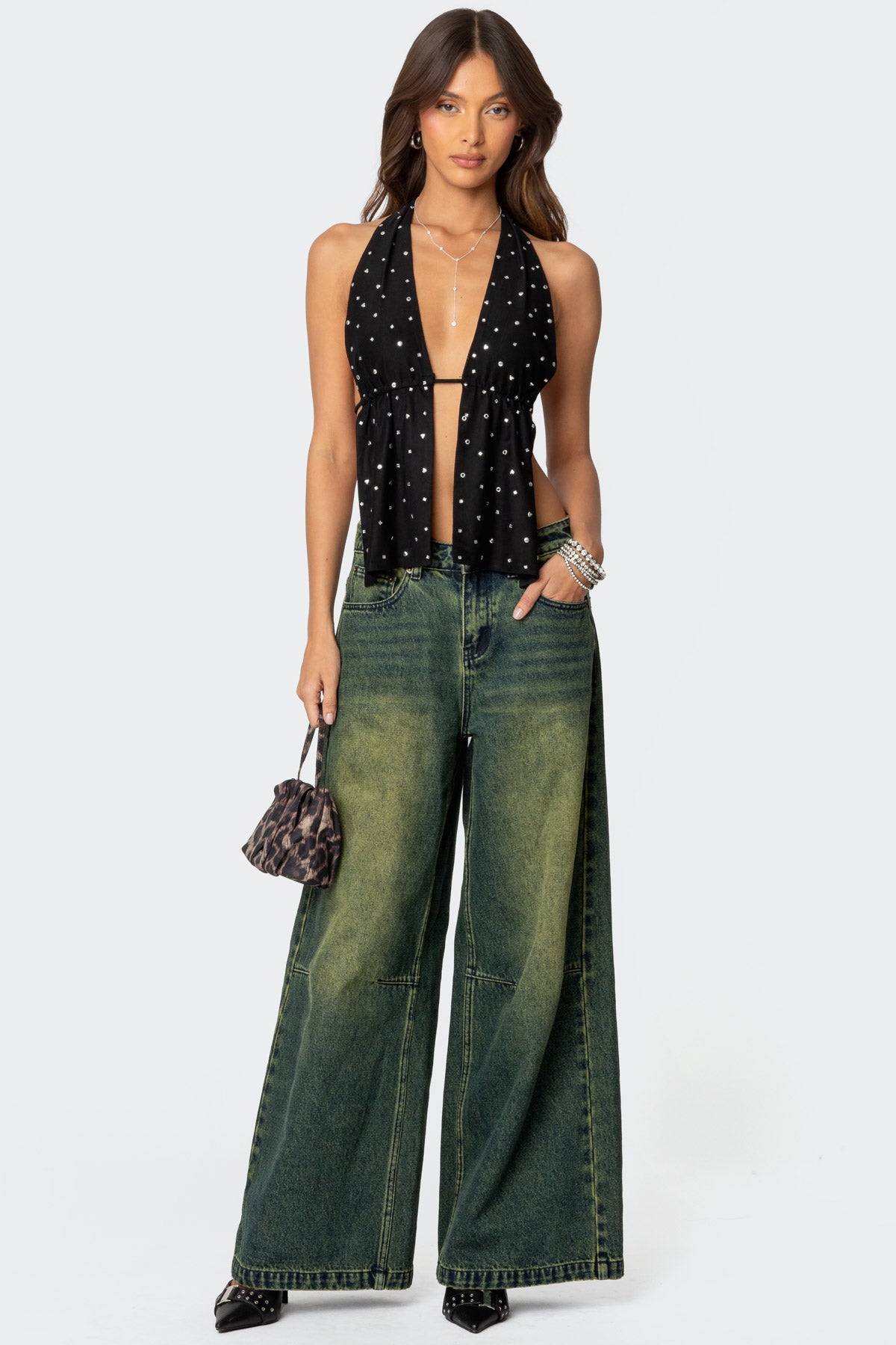 Studded Open Back Halter Top - Image 2