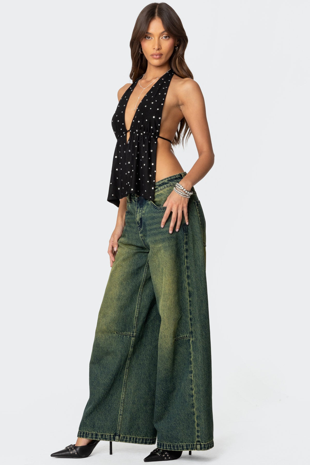 Studded Open Back Halter Top - Image 3