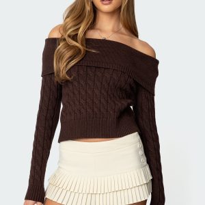Glenn Fold Over Cable Knit Sweater