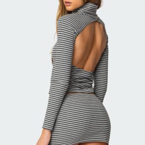 Leana Striped Turtle Neck Top