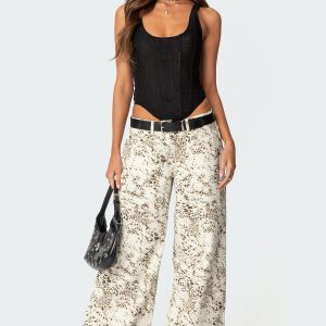 Snow Leopard Low Rise Baggy Jeans