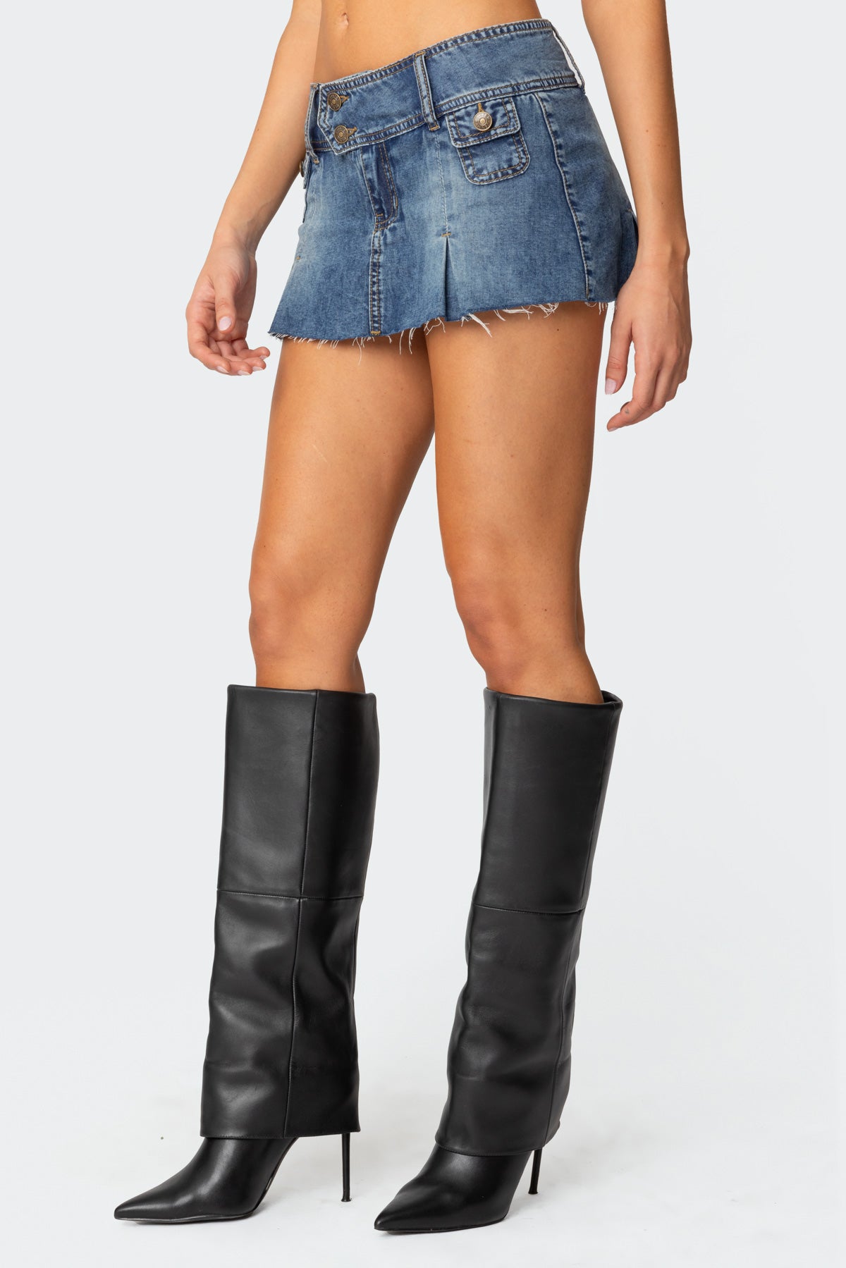 Vintage Washed Denim Mini Skort - Image 3