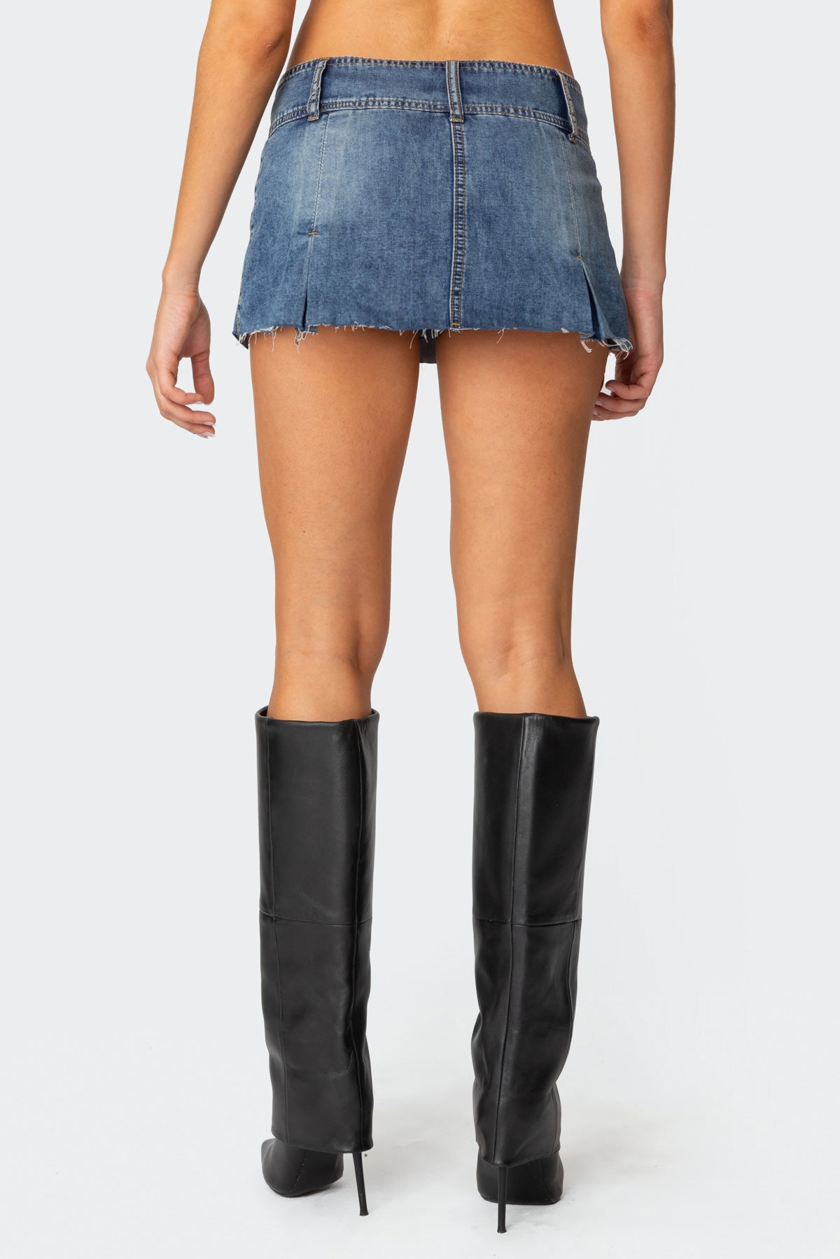 Vintage Washed Denim Mini Skort - Image 4