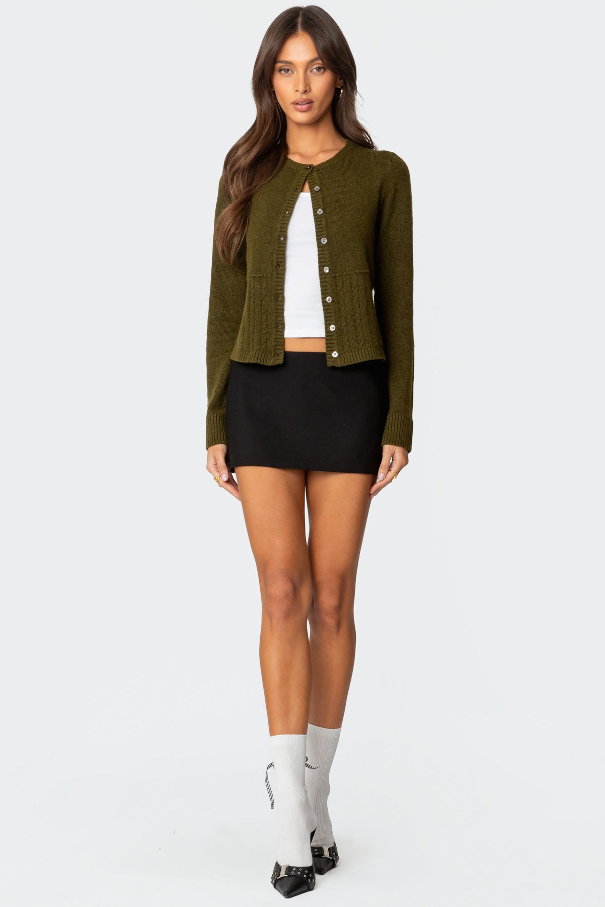 Half Cable Knit Cardigan - Image 5