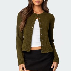 Half Cable Knit Cardigan