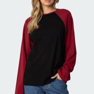 Oversized Raglan Long Sleeve T Shirt
