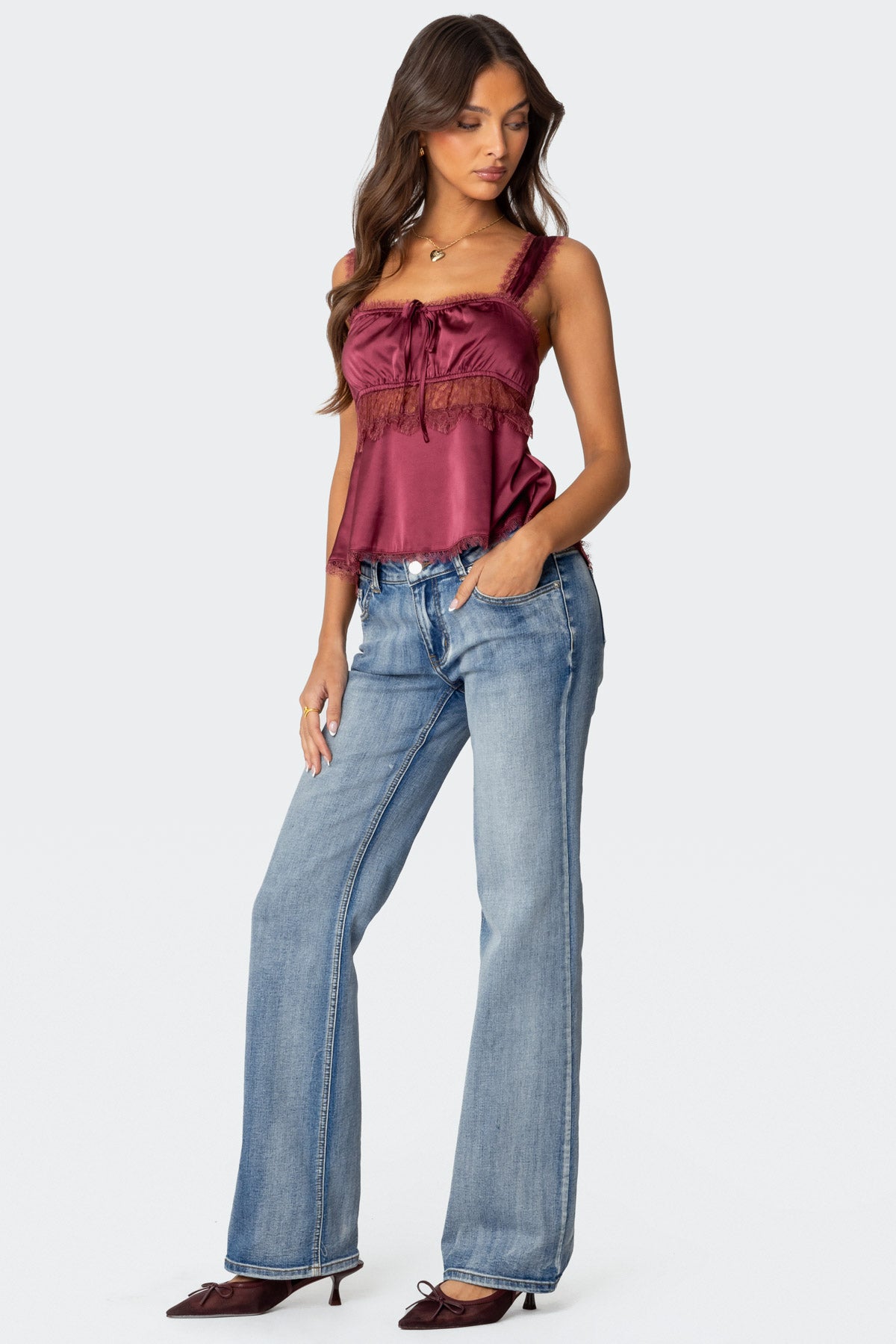 Loryn Lacey Satin Effect Top - Image 4