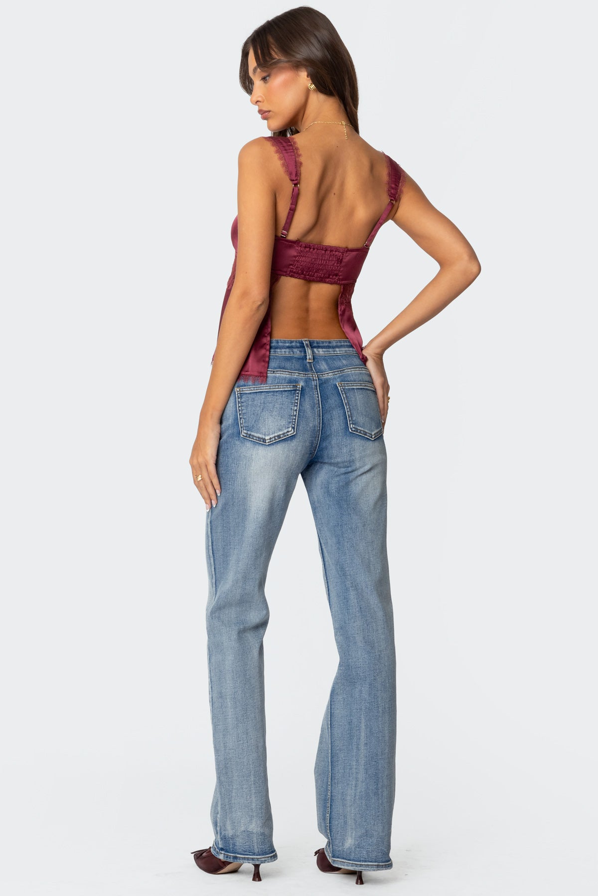 Loryn Lacey Satin Effect Top - Image 2