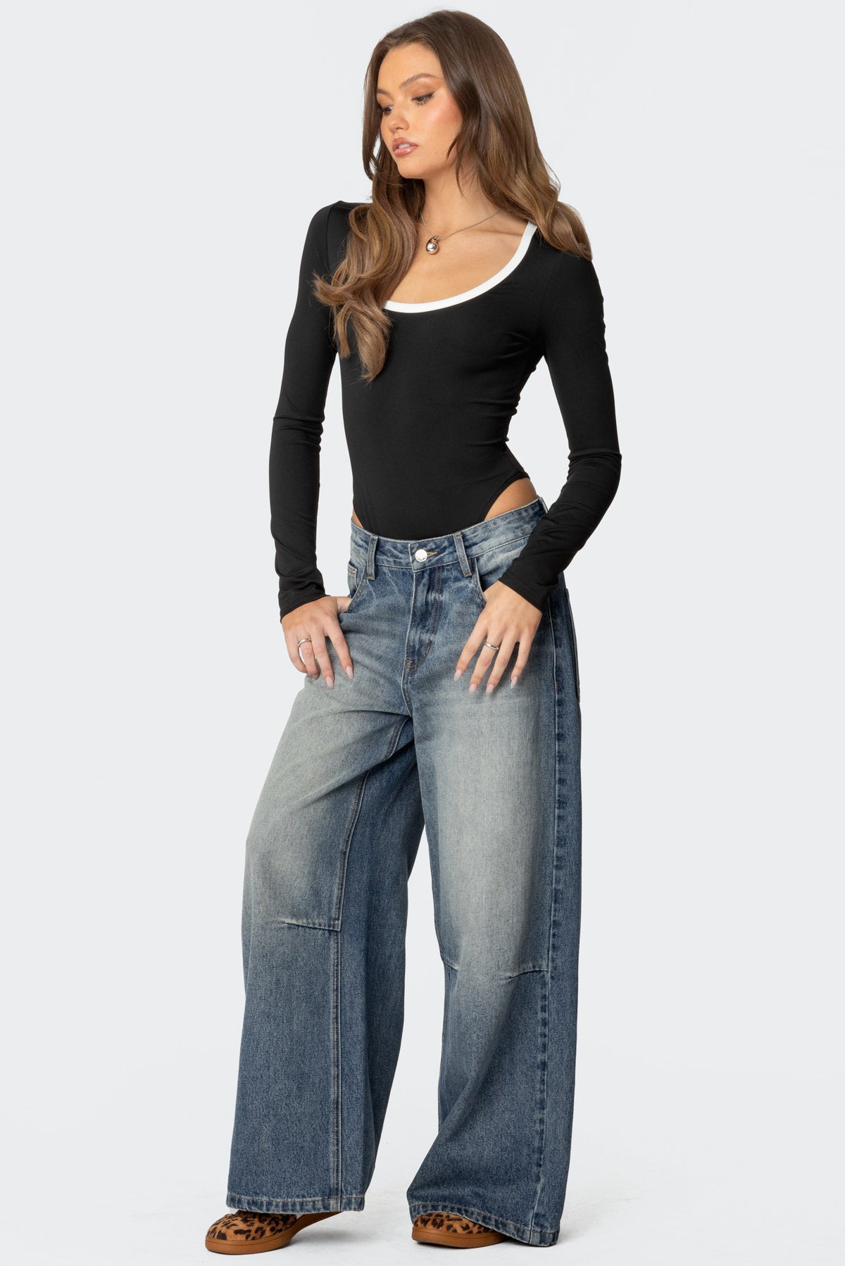 Contrast Scoop Neck Bodysuit - Image 3