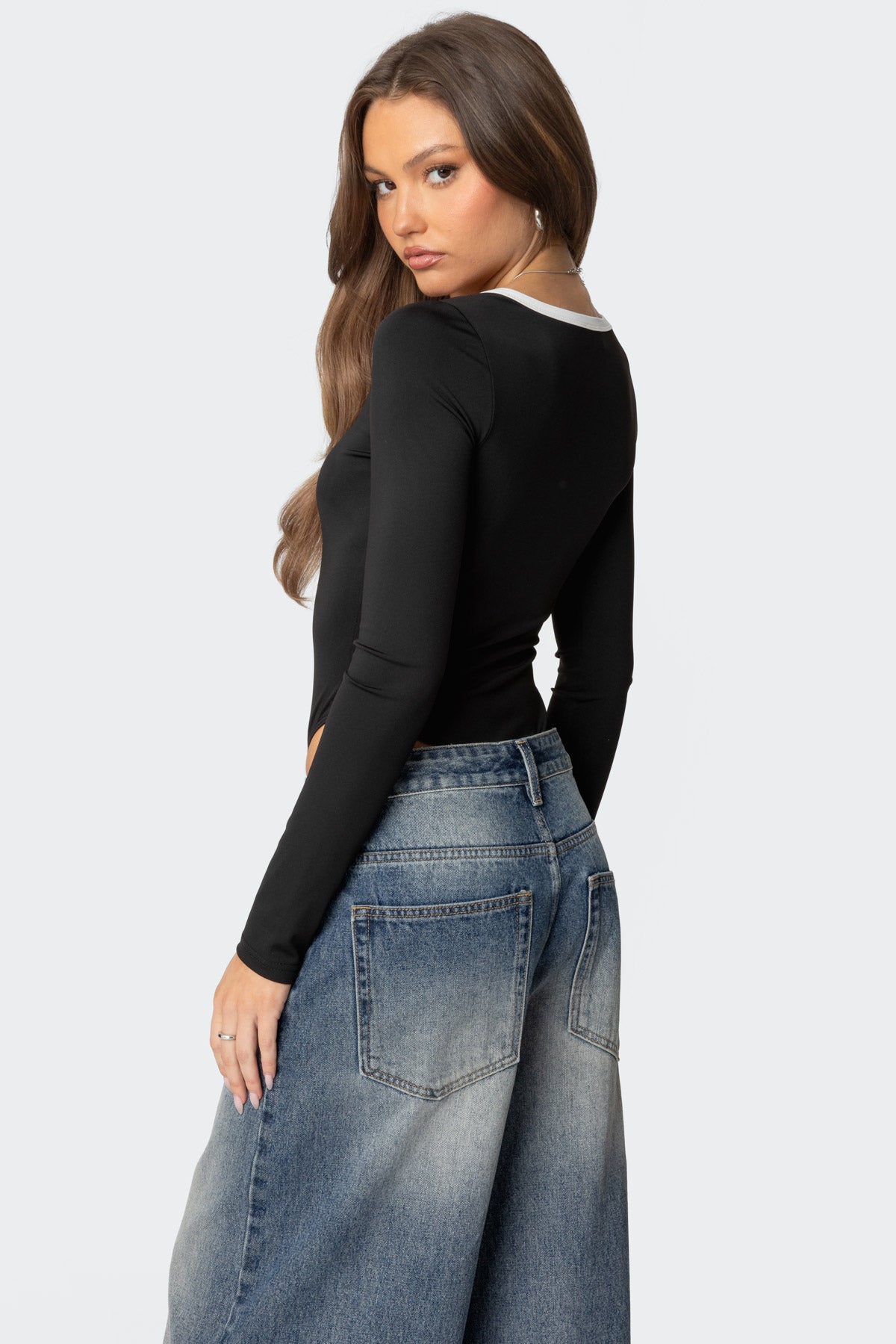 Contrast Scoop Neck Bodysuit - Image 5