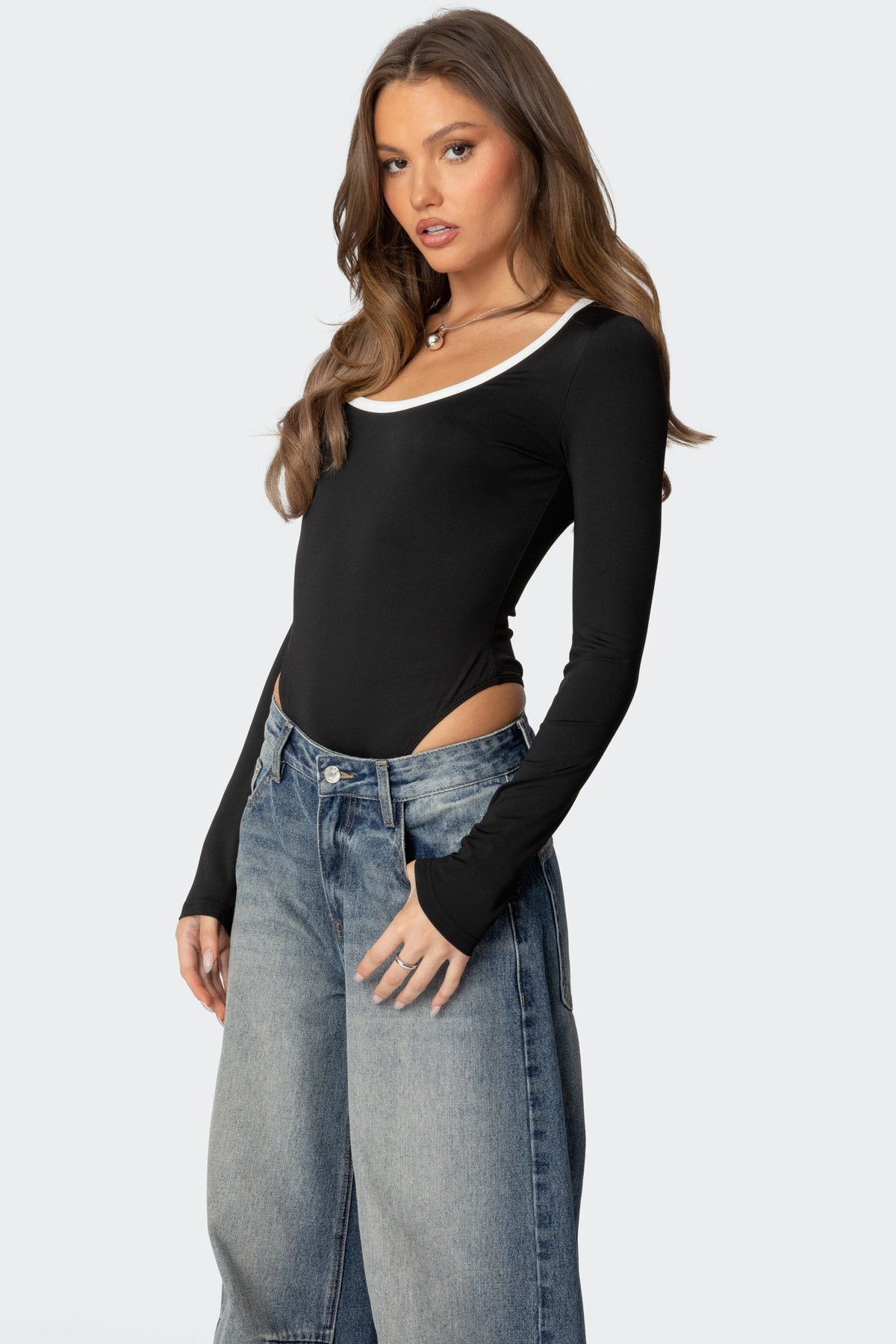 Contrast Scoop Neck Bodysuit - Image 4