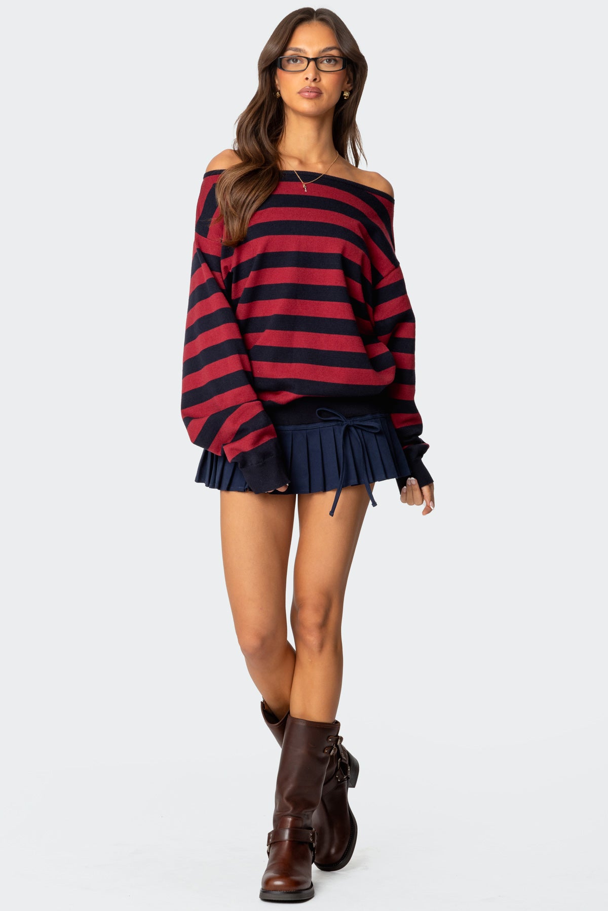 Sterling Striped Off Shoulder Sweater - Image 5