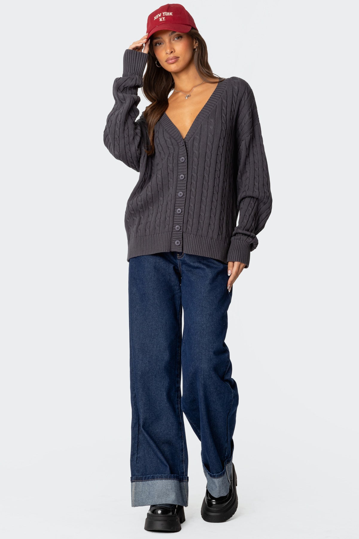 Francine Oversized V Neck Cardigan - Image 5