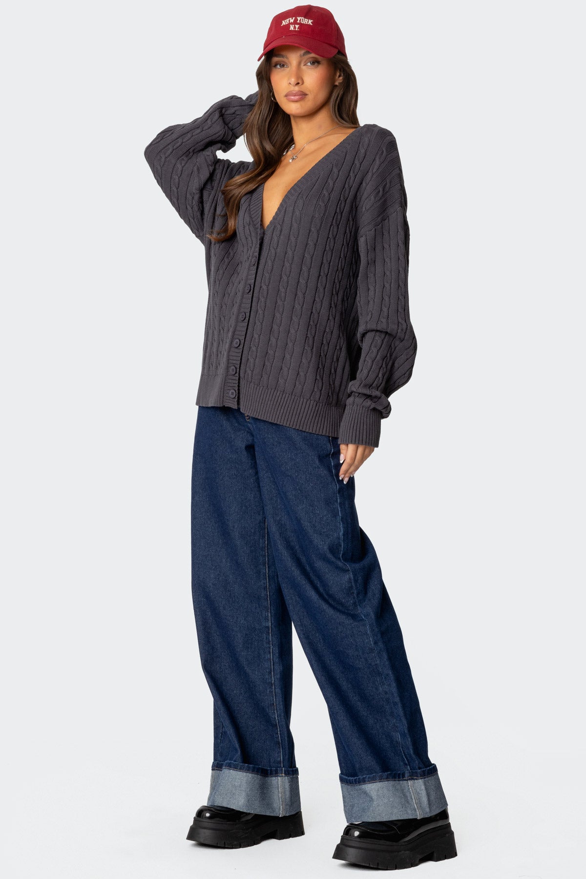 Francine Oversized V Neck Cardigan - Image 2