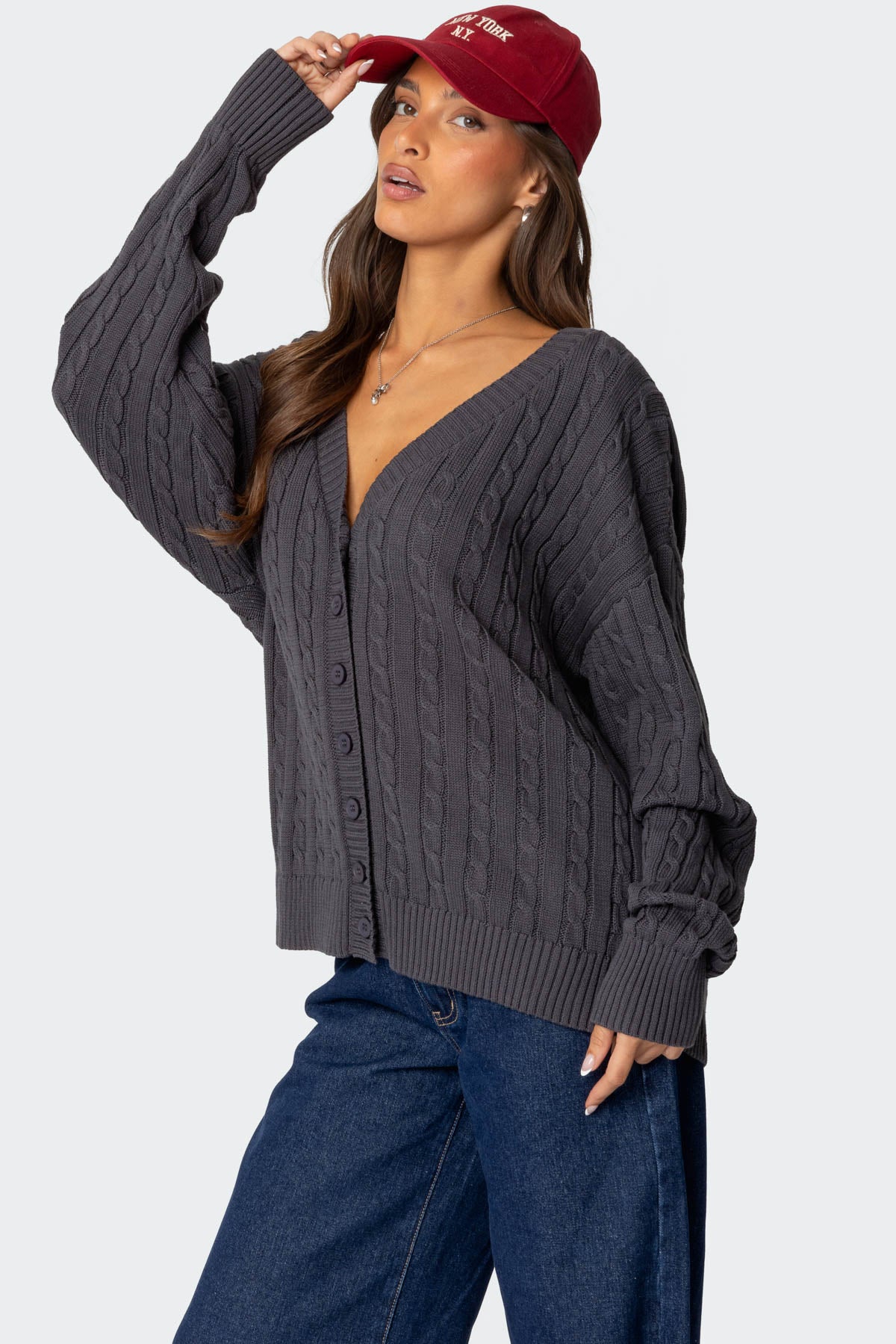 Francine Oversized V Neck Cardigan - Image 3