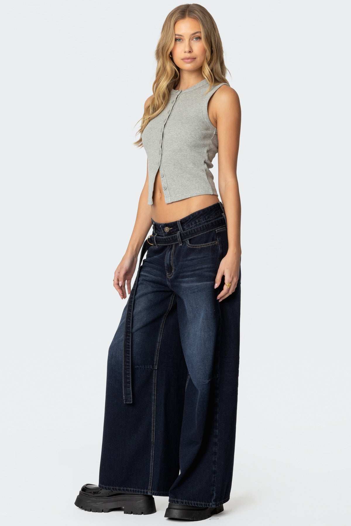 Super Baggy Belted Low Rise Jeans - Image 5