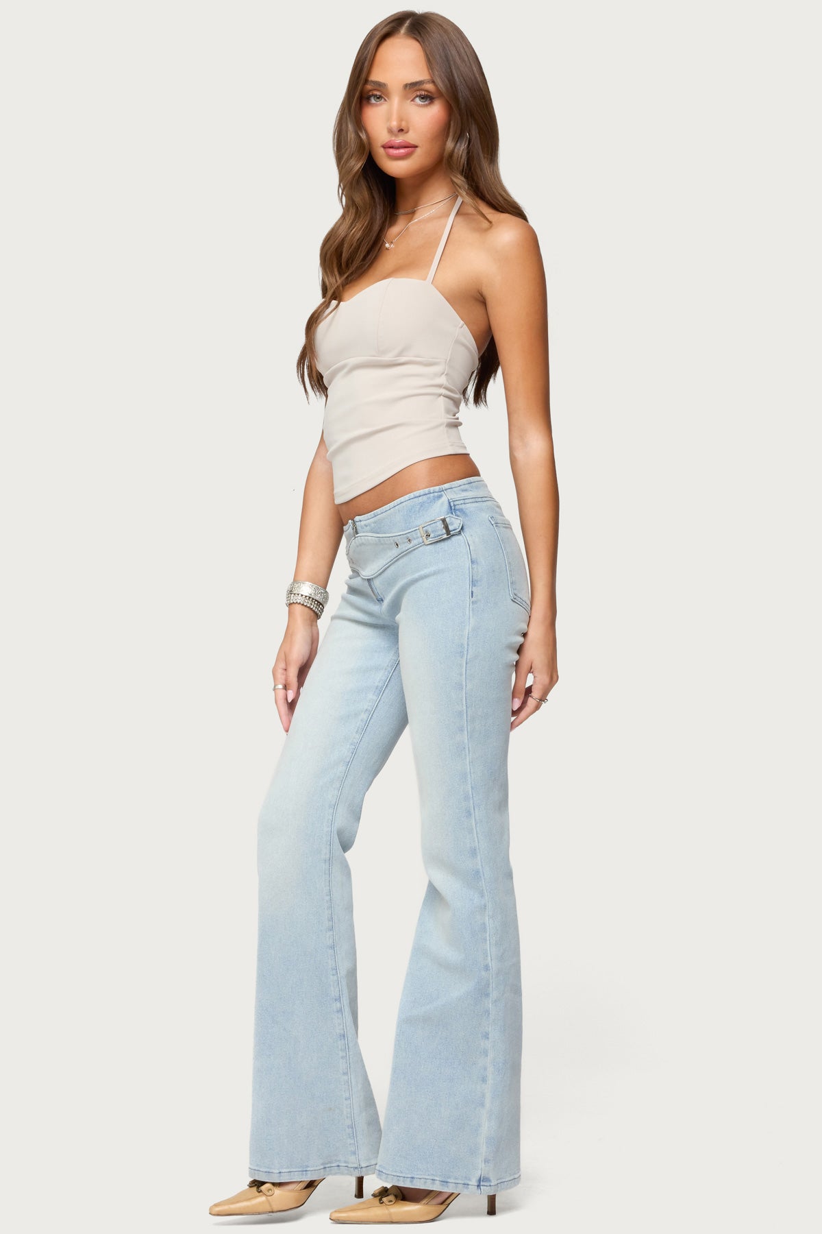 Kenza Belted Low Rise Flared Jeans - Image 4