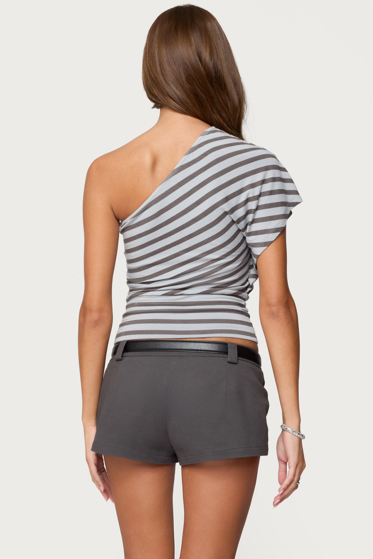 Asymmetric Striped One Shoulder Top - Image 4