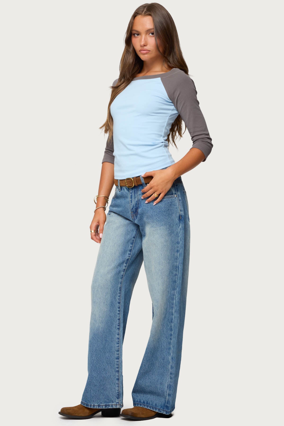 Keri Boat Neck Contrast Raglan Top - Image 4