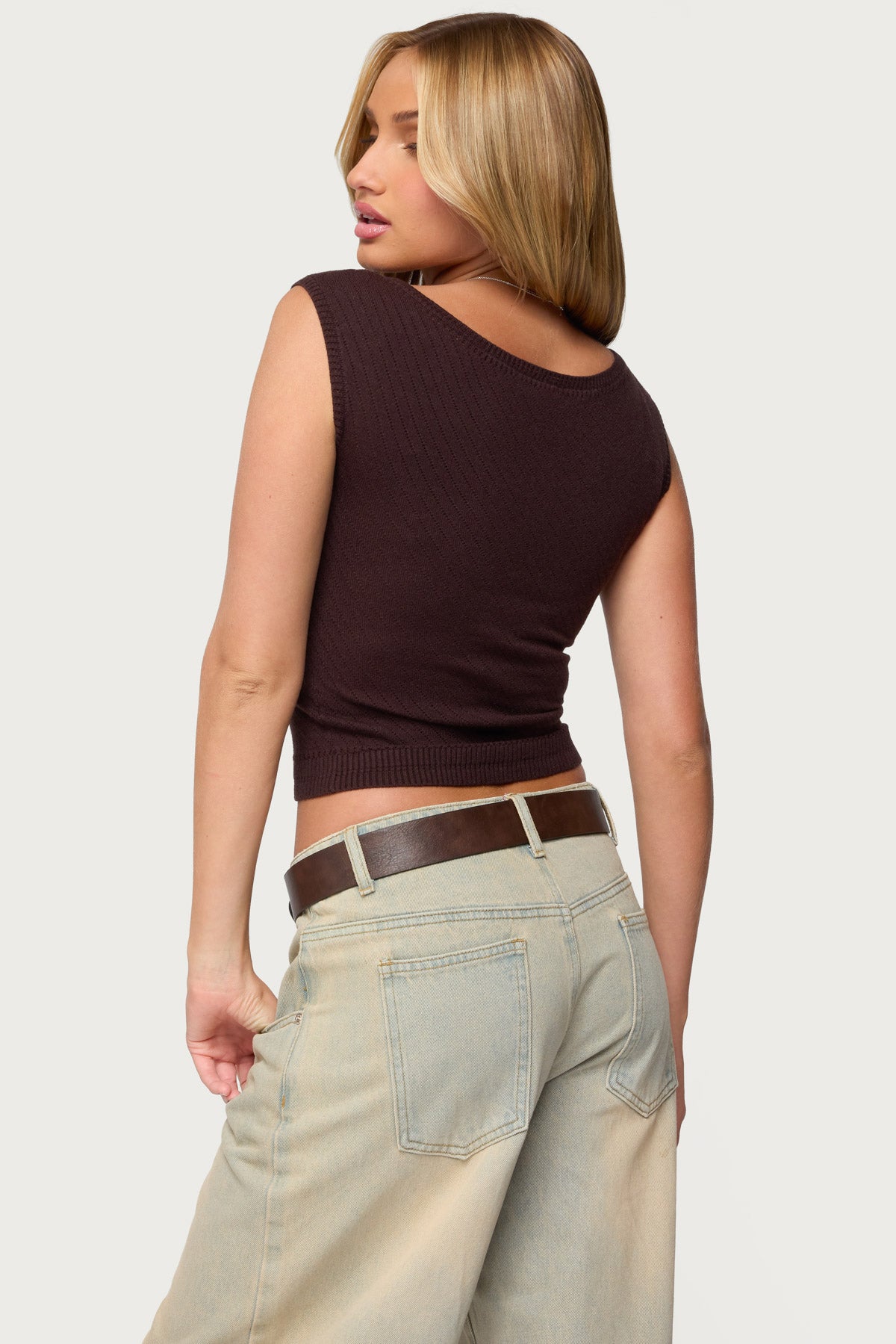 Jarah Pointelle Knit Boat Neck Top - Image 5