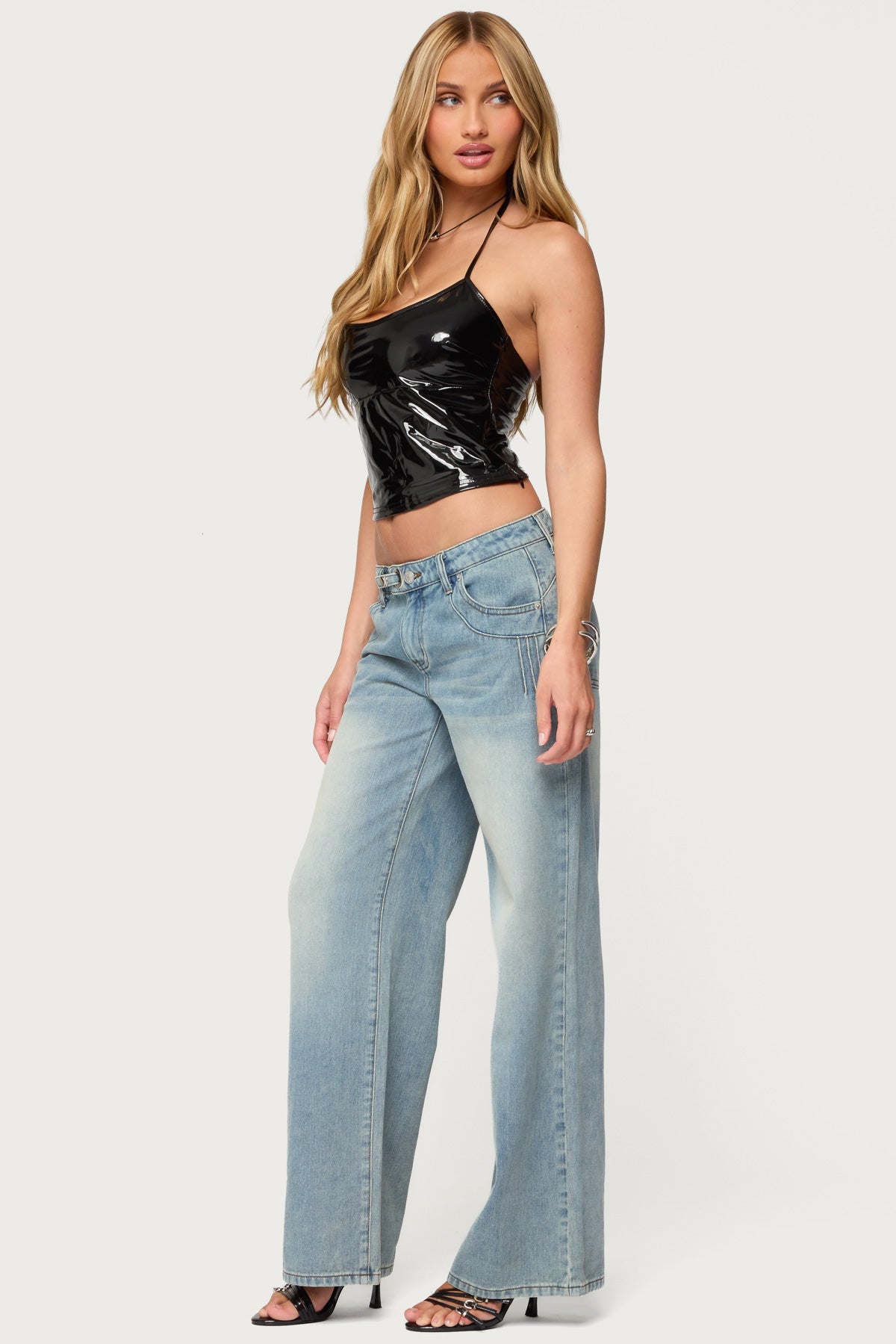 Celia Grommet Washed Low Rise Jeans - Image 3