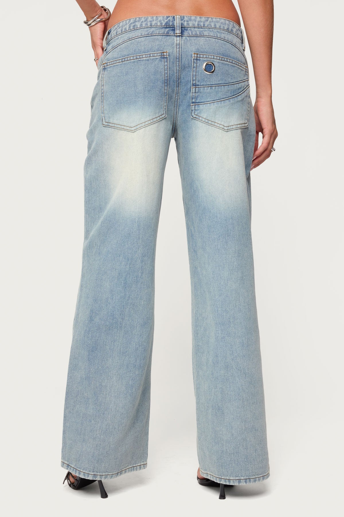 Celia Grommet Washed Low Rise Jeans - Image 5