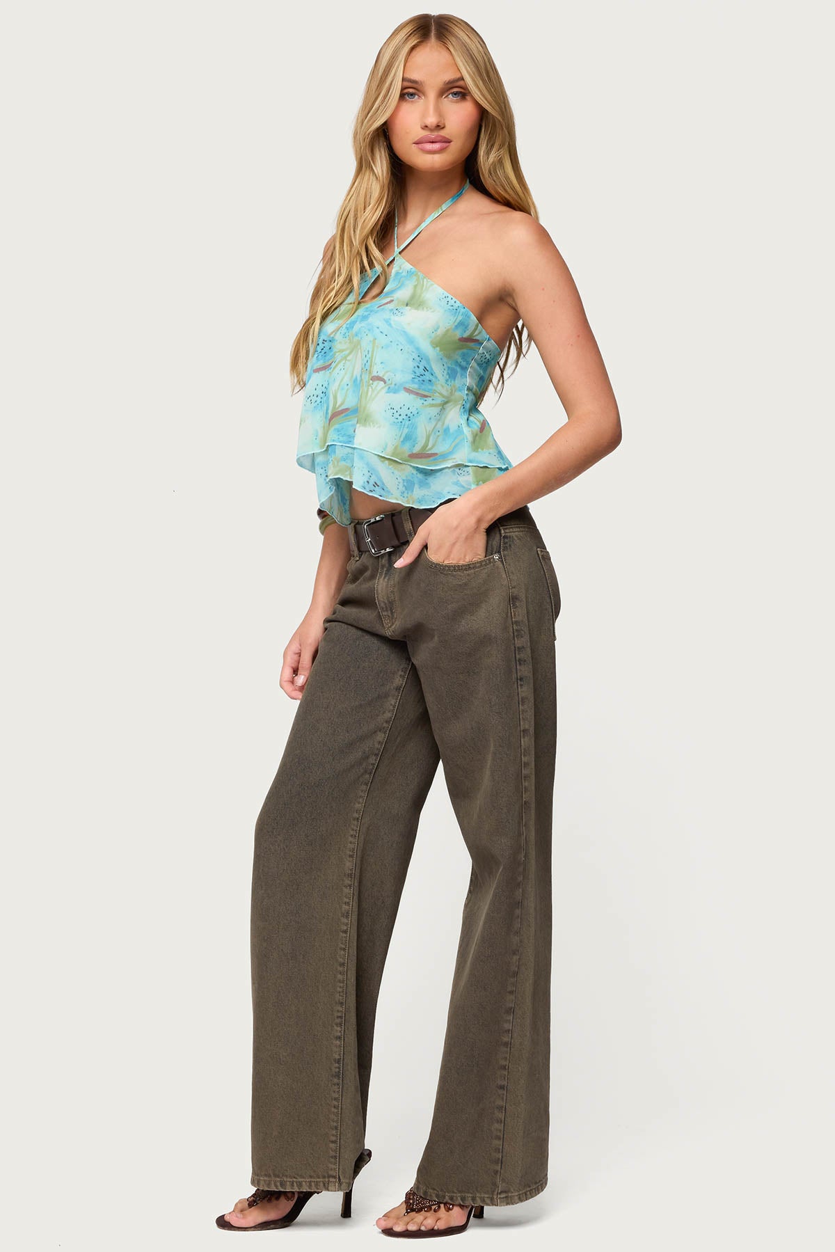 Dragon Lily Layered Chiffon Halter Top - Image 4
