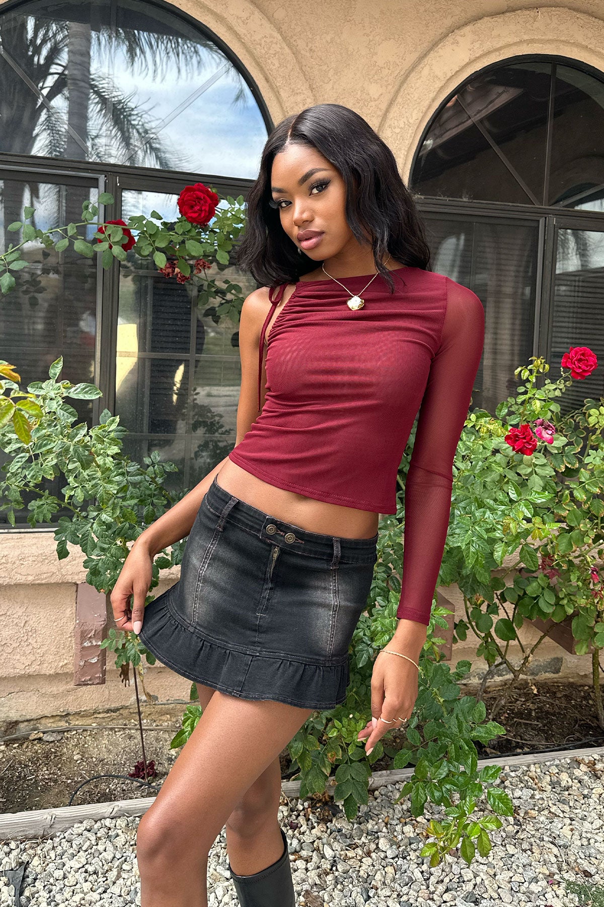 Jupiter One Shoulder Mesh Top - Image 6