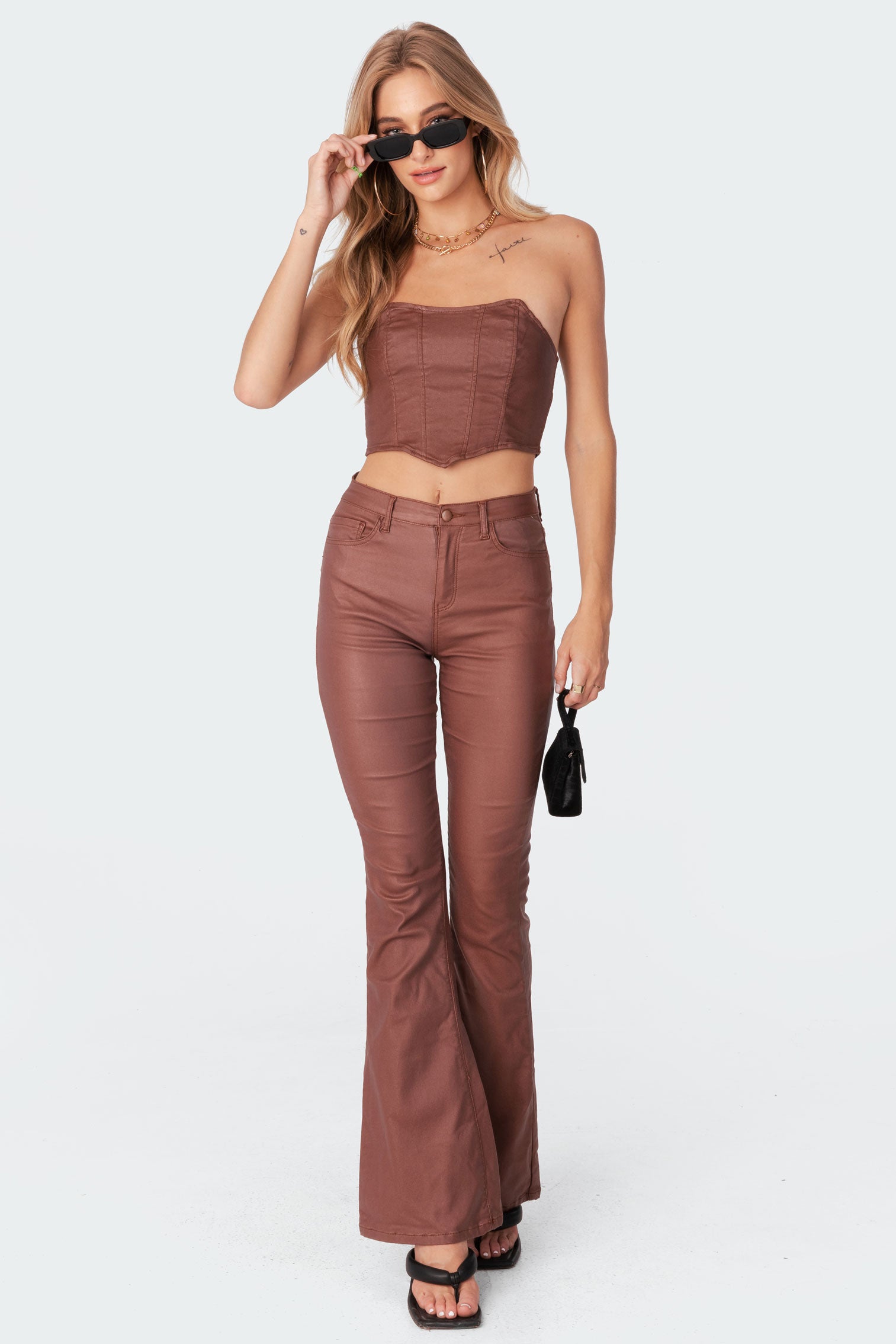 Luna Faux Leather Flare Jeans - Image 4