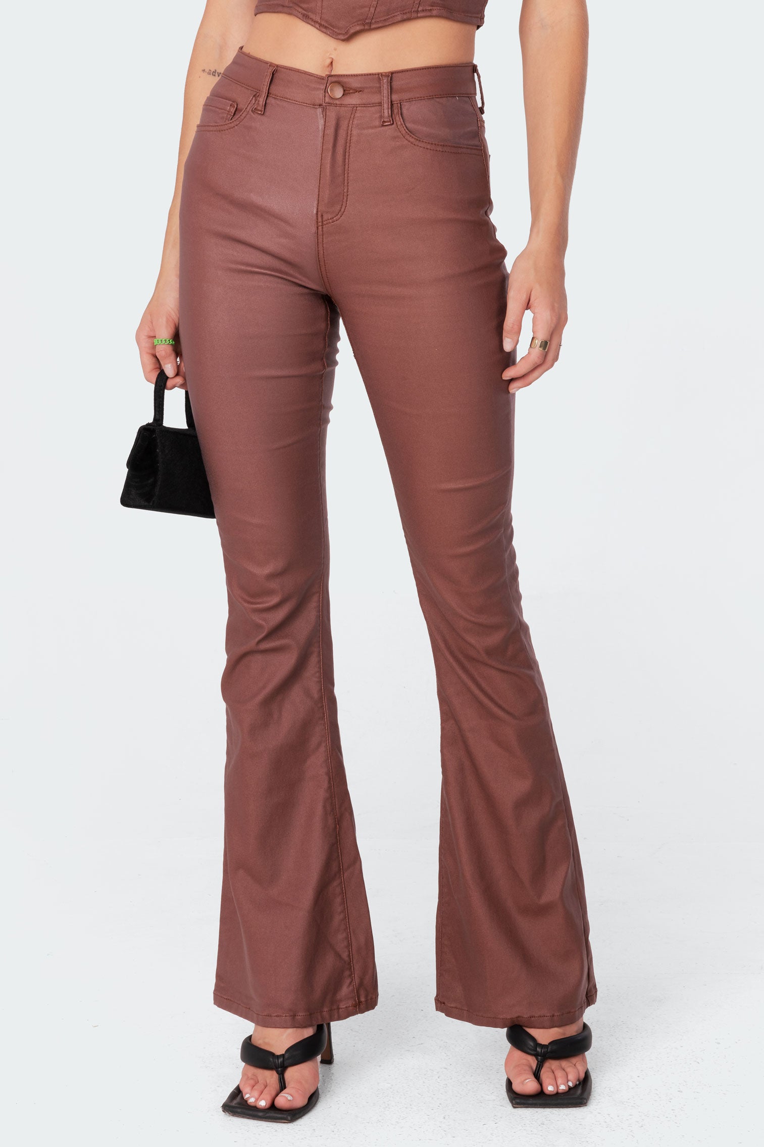 Luna Faux Leather Flare Jeans - Image 3