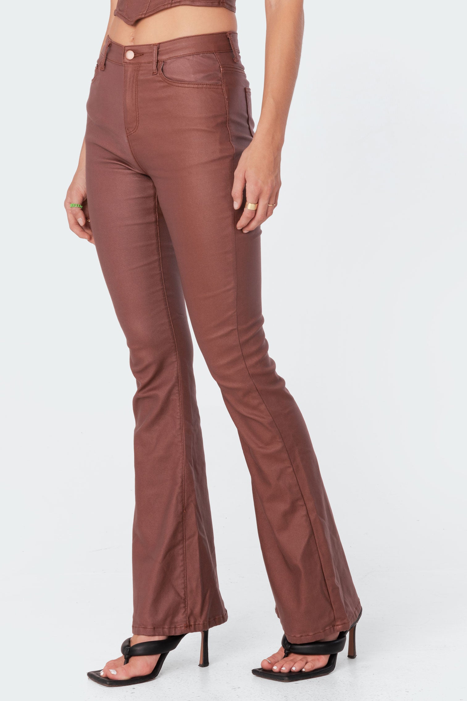 Luna Faux Leather Flare Jeans - Image 2