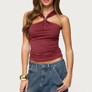 Cielle Wide Strap Gathered Top