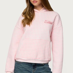 Edikted Gingham Oversized Hoodie