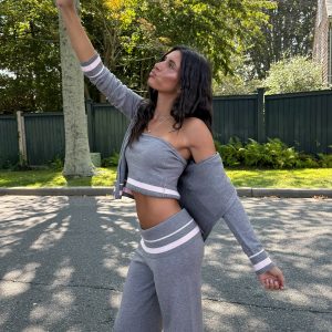 Kaliya Stripey Knit Zip Up Hoodie