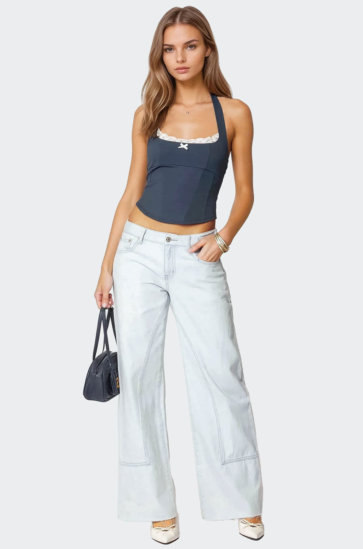 Peekaboo Lace Halter Bustier Top - Image 5